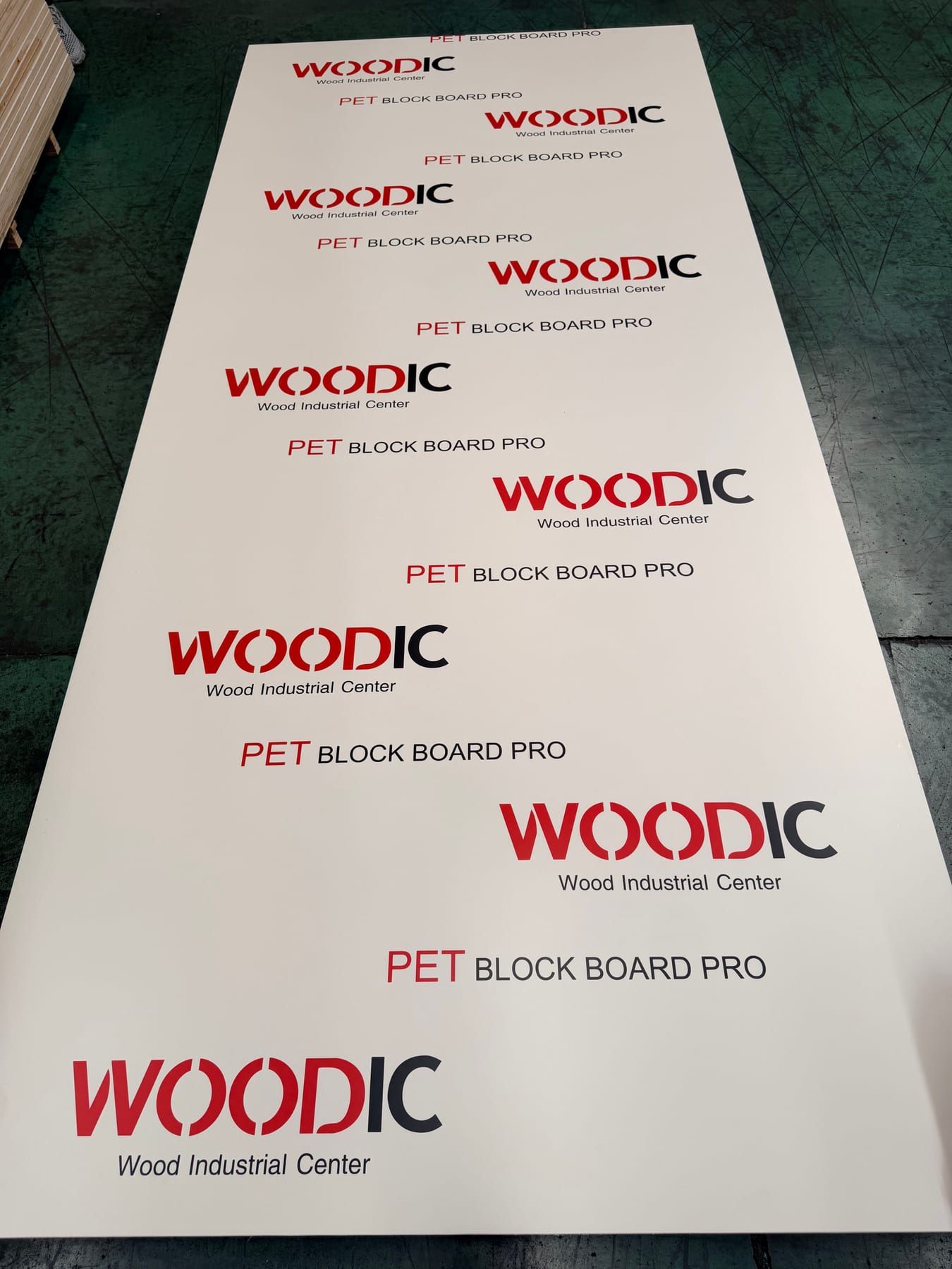 WOODIC PET block board, marked before shipment.